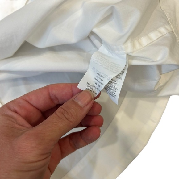 J. Crew white cotton poplin off the shoulder smocked white top size medium tall - Picture 5 of 9